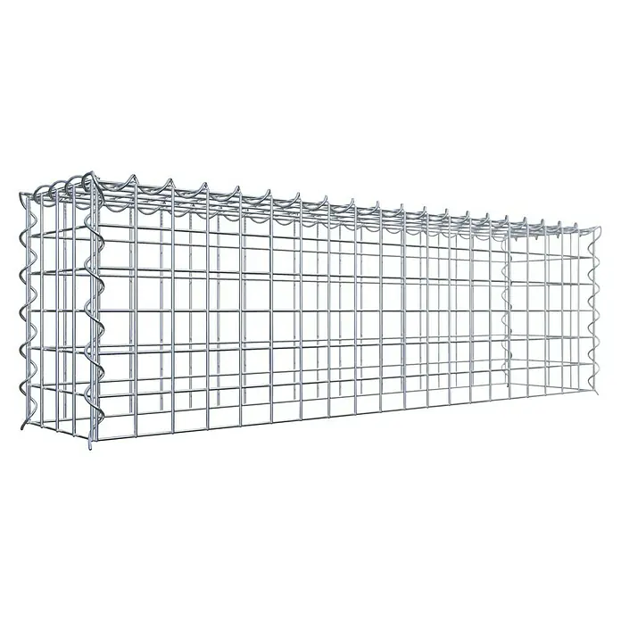 Gabiona Gabione Typ 3 - 100 x 20 x 30 cm, Maschenbreite: 50 mm, Maschenhöhe: 50 mm, Spirale, Zum Anbau in der Höhe - Metallgitterbox zur Aufbewahrung von Steinen. Die Box ist rechteckig und besteht aus stabilen, silberfarbenen Drahtgitter. Ideal für den Gartenbau.