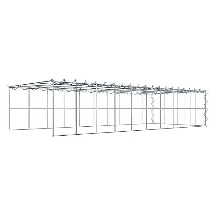 Gabiona Gabione Typ 4 - Zum Anbau in Länge & Höhe, 100 x 40 x 20 cm, Stahl, Maschenbreite: 100 mm, Maschenhöhe: 100 mm, Spirale - Das Bild zeigt eine Gabionenkonstruktion, die aus einem stabilen Drahtgitter gefertigt ist und für den Einsatz im Garten- und Landschaftsbau geeignet ist.