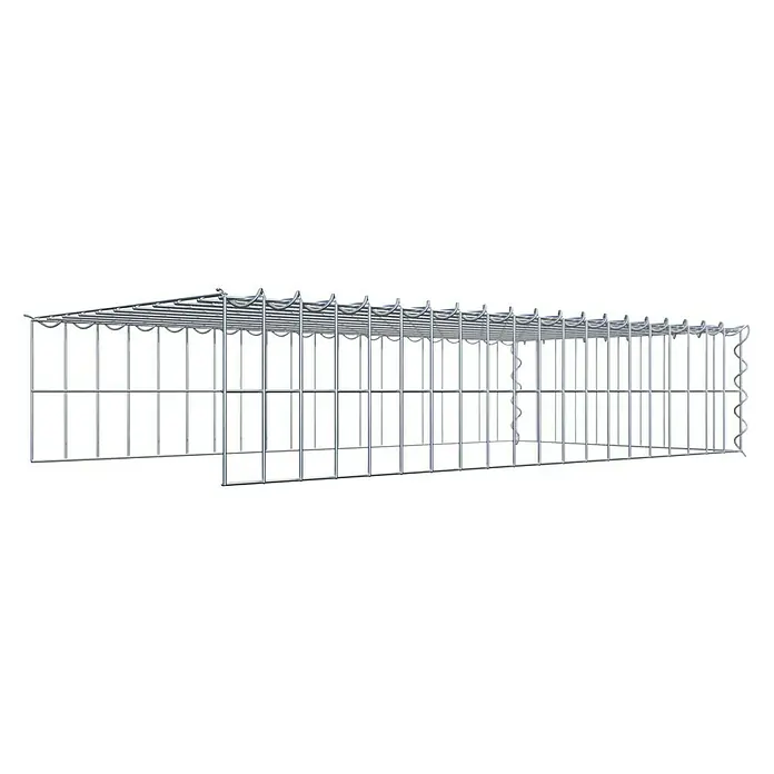 Gabiona Gabione Typ 4 - Zum Anbau in Länge & Höhe, 100 x 50 x 20 cm, Stahl, Maschenbreite: 50 mm, Maschenhöhe: 100 mm, Spirale - Ein silbernes Drahtgitterregal, ideal zur Aufbewahrung und Organisation.