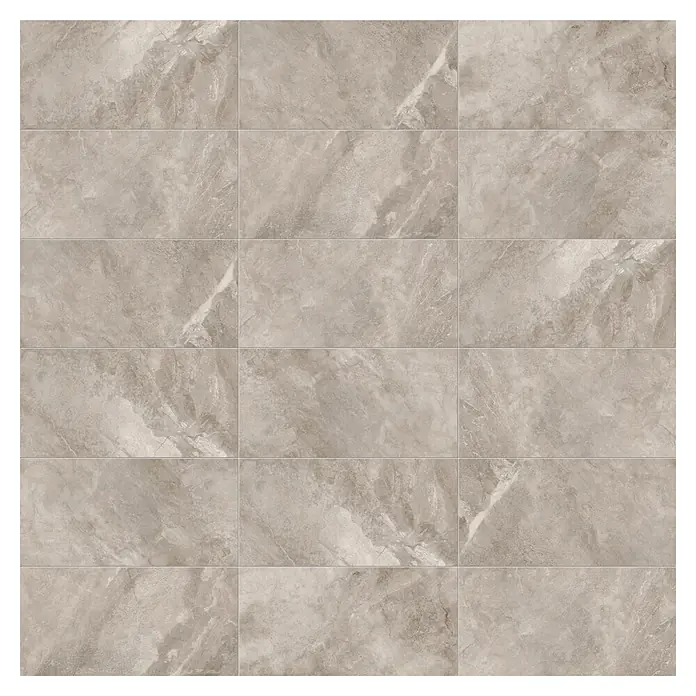 Domicil Feinsteinzeugfliese Stone Art - 30 x 60 cm, Caramel Beige, Matt - Nahaufnahme von Marmorfliesen in sanften Grautönen. Das Fliesenmuster verleiht jedem Raum Eleganz und eine moderne Note.