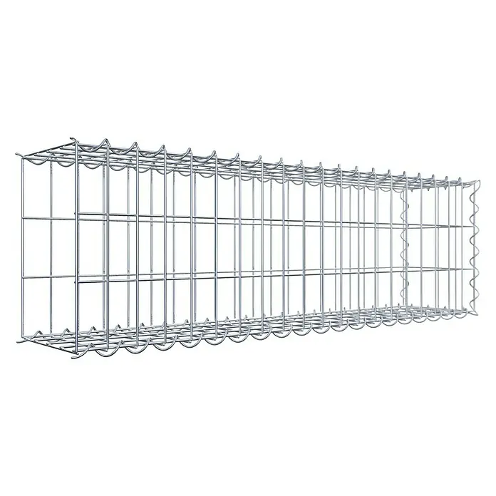 Gabiona Gabione Typ 2 - Zum Anbau in der Länge, 100 x 20 x 30 cm, Stahl, Maschenbreite: 50 mm, Maschenhöhe: 100 mm, Spirale - Ein rechteckiger Gabionenkorb aus verzinktem Drahtgeflecht, ideal für Landschaftsbau und Erosionsschutz.