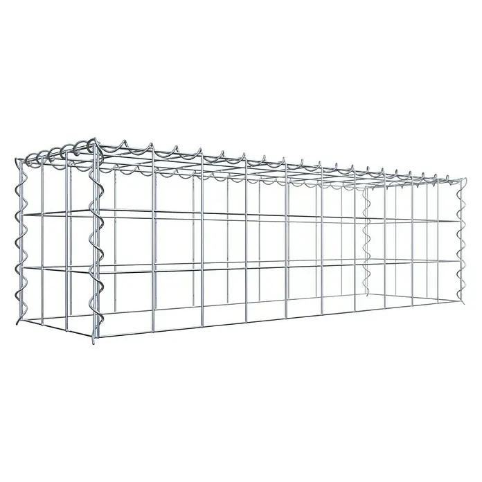 Gabiona Gabione Typ 3 - Zum Anbau in der Höhe, 100 x 30 x 30 cm, Stahl, Maschenbreite: 100 mm, Maschenhöhe: 100 mm, Spirale - Ein Gabionenkorb aus Metallgitter, der zur Befüllung mit Steinen oder anderen Materialien dient und Stabilität bietet.