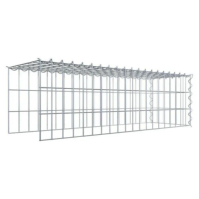 Gabiona Gabione Typ 4 - Zum Anbau in Länge & Höhe, 100 x 30 x 30 cm, Stahl, Maschenbreite: 50 mm, Maschenhöhe: 100 mm, Spirale - Ein silberfarbener Gabionenkorb, ideal für den Gartenbau oder zur Uferbefestigung, bietet eine robuste und vielseitige Lösung für den Außenbereich.