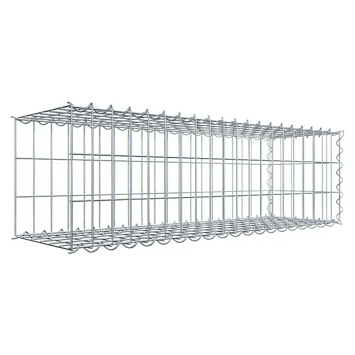 Gabiona Gabione Typ 2 - Zum Anbau in der Länge, 100 x 30 x 30 cm, Stahl, Maschenbreite: 50 mm, Maschenhöhe: 100 mm, Spirale - Ansicht eines Gabionenkorbs. Gabionen sind Drahtkörbe, die mit Steinen oder anderen Materialien gefüllt werden und im Gartenbau verwendet werden.