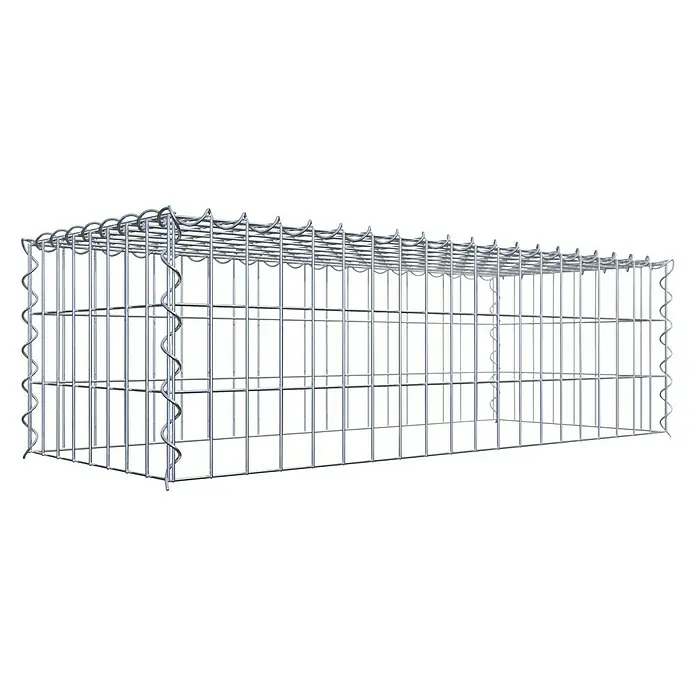Gabiona Gabione Typ 3 - Zum Anbau in der Höhe, 100 x 40 x 30 cm, Stahl, Maschenbreite: 50 mm, Maschenhöhe: 100 mm, Spirale - Produktansicht eines rechteckigen Gabionenkorbs aus verzinktem Draht, ideal für den Einsatz im Garten- und Landschaftsbau.