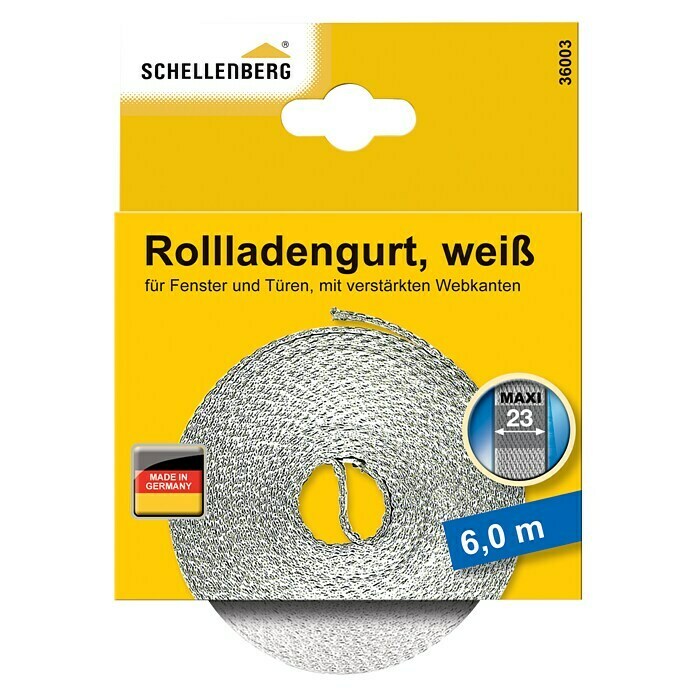 Schellenberg Rollladengurt MaxiWeiß, Länge: 6 m, Gurtbreite: 23 mm Front View