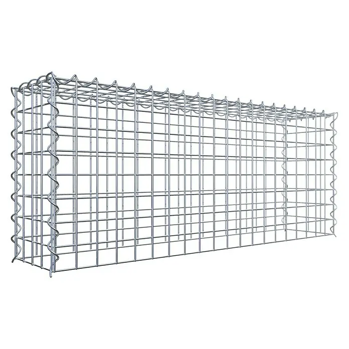 Gabiona Gabione Typ 3 - Zum Anbau in der Höhe, 100 x 20 x 40 cm, Stahl, Maschenbreite: 50 mm, Maschenhöhe: 50 mm, Spirale - Abbildung eines Gabionenkorbs, der für den Landschaftsbau und die Hangbefestigung verwendet wird. Er besteht aus robustem Drahtgeflecht für Stabilität.