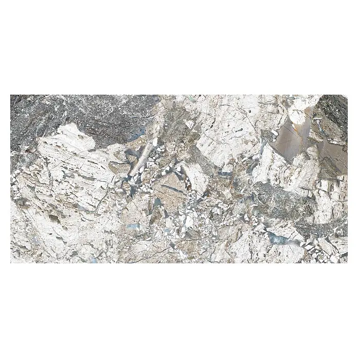 Domicil Wandfliese Stone Art Landscape - 30 x 60 cm, Blau/Grau/Beige, Glänzend - Bild eines Marmorprodukts mit einer einzigartigen grauen, weißen und braunen Textur, ideal für moderne und stilvolle Innenräume.