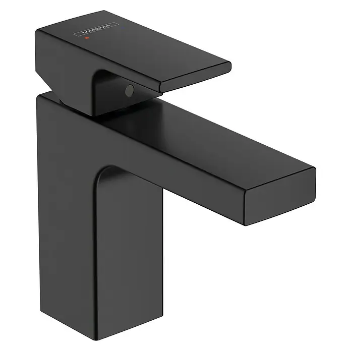 Hansgrohe Vernis Shape Waschtischarmatur 100 - Höhe: 15,2 cm, Schwarz, Matt - Ein eleganter, mattschwarzer Hansgrohe Waschtischmischer mit klaren Linien und modernem Design für ein stilvolles Badezimmer.