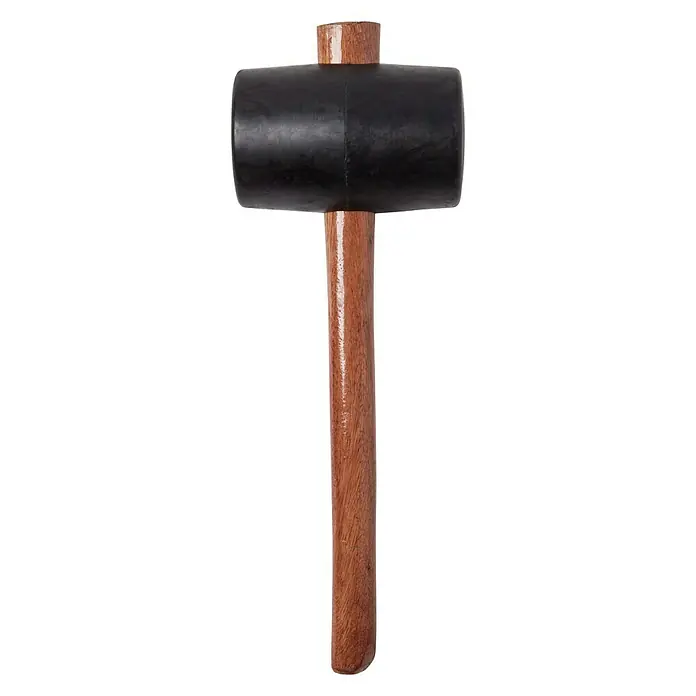 Wisent Gummihammer - Holz, Durchmesser Kopf: 90 mm - Schwarzer Gummihammer mit Holzgriff. Zum Klopfen ohne Beschädigung. Ideal für Handwerker und Heimwerker.