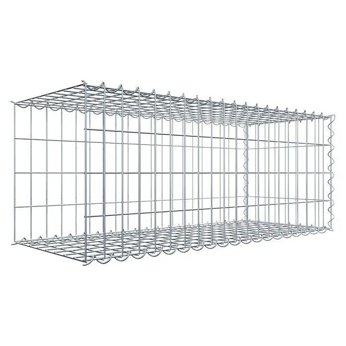 Gabiona Gabione Typ 2 - Zum Anbau in der Länge, 100 x 40 x 40 cm, Stahl, Maschenbreite: 50 mm, Maschenhöhe: 100 mm, Spirale - Ein rechteckiger Gabionenkorb aus Drahtgeflecht mit einer stabilen Konstruktion für den Einsatz im Garten- und Landschaftsbau.