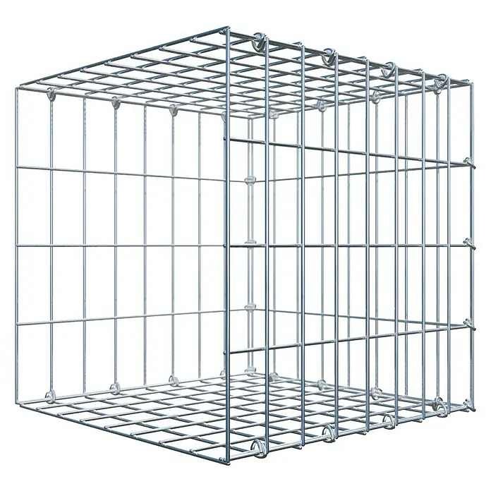 Gabiona Gabione Typ 2 - Zum Anbau in der Länge, 40 x 40 x 40 cm, Stahl, Maschenbreite: 50 mm, Maschenhöhe: 100 mm, C-Ring - Drahtgitterbox: Robuste Drahtgitterbox, ideal für Lagerung & Transport. Stabil und vielseitig einsetzbar. Perfekt für den industriellen Gebrauch.