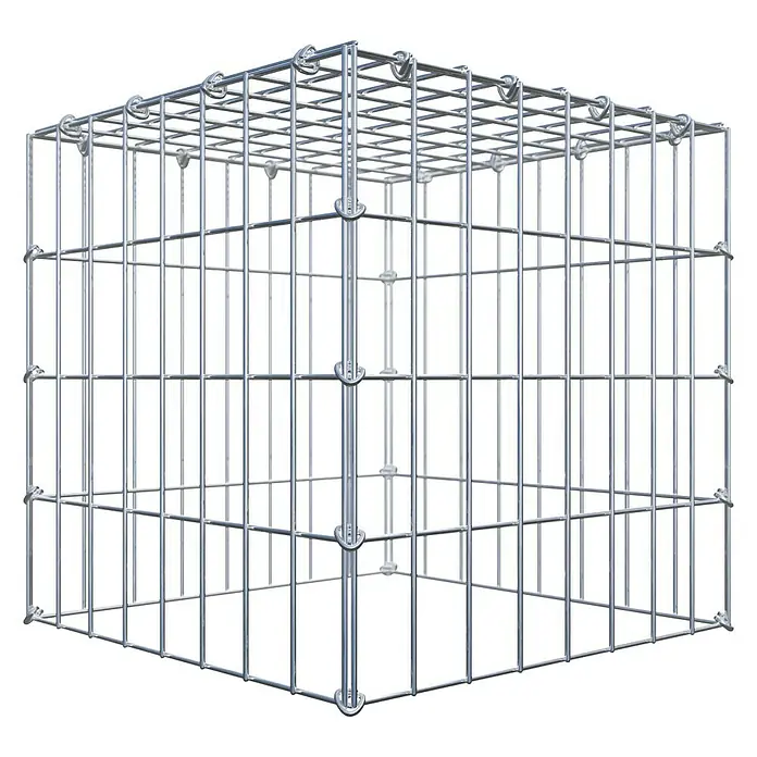 Gabiona Gabione Typ 3 - Zum Anbau in der Höhe, 40 x 40 x 40 cm, Stahl, Maschenbreite: 50 mm, Maschenhöhe: 100 mm, C-Ring - Ein stabiler Gabionenkorb aus Drahtgeflecht, ideal für den Garten- und Landschaftsbau. Robuste Konstruktion für vielfältige Anwendungen.