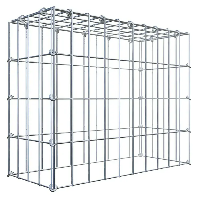 Gabiona Gabione Typ 3 - Zum Anbau in der Höhe, 50 x 20 x 40 cm, Maschenbreite: 50 mm, Maschenhöhe: 100 mm, C-Ring - Ein robustes Gabionengitterelement, ideal für den Garten- und Landschaftsbau. Die stabile Konstruktion bietet vielseitige Gestaltungsmöglichkeiten.