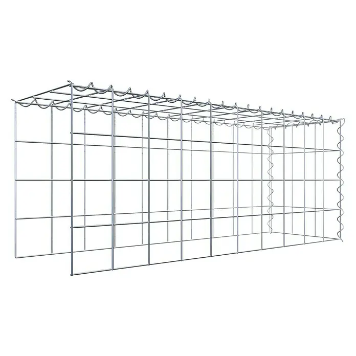 Gabiona Gabione Typ 4 - Zum Anbau in Länge & Höhe, 100 x 30 x 40 cm, Stahl, Maschenbreite: 100 mm, Maschenhöhe: 100 mm, Spirale - Ein Gabionenkorb aus Metallgeflecht. Der Drahtkorb ist leer und bereit zur Befüllung mit Steinen oder anderen Materialien als Sichtschutz.