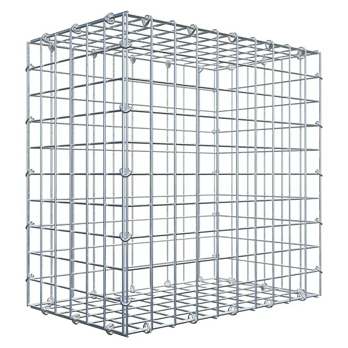 Gabiona Gabione - 50 x 30 x 50 cm, Stahl, Maschenbreite: 50 mm, Maschenhöhe: 50 mm - Ein Gabionenkäfig aus silbrigem Drahtgeflecht, ideal zur Gestaltung von Gärten und Außenbereichen mit Steinen oder anderen Materialien befüllt.