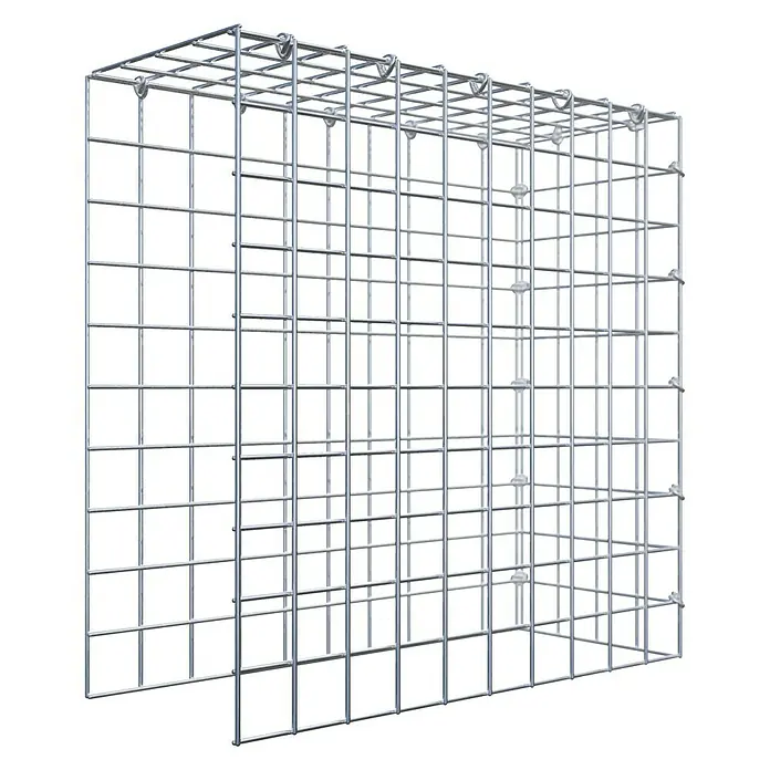 Gabiona Gabione Typ 4 - Zum Anbau in Länge & Höhe, 50 x 20 x 50 cm, Stahl, Maschenbreite: 50 mm, Maschenhöhe: 50 mm, C-Ring - Gabionenkorb aus verzinktem Stahlgitter für den Garten- und Landschaftsbau, ideal für Stützmauern und dekorative Elemente im Außenbereich.