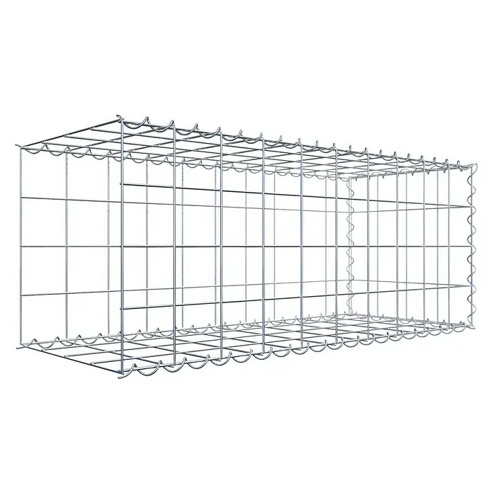 Gabiona Gabione Typ 2 - Zum Anbau in der Länge, 100 x 40 x 40 cm, Stahl, Maschenbreite: 100 mm, Maschenhöhe: 100 mm, Spirale - Ein länglicher Gabionenkorb aus verzinktem Stahlgitter für den Garten- und Landschaftsbau. Ideal für Hangbefestigung und dekorative Elemente.