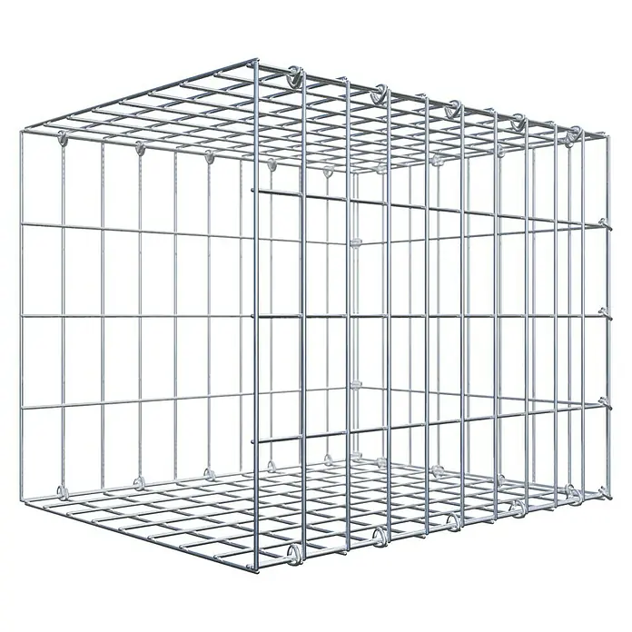 Gabiona Gabione Typ 2 - Zum Anbau in der Länge, 50 x 40 x 40 cm, Stahl, Maschenbreite: 50 mm, Maschenhöhe: 100 mm, C-Ring - Ein dreiteiliger, leerer Gabionenkorb aus verzinktem Drahtgitter. Geeignet für den Garten- und Landschaftsbau zur Befüllung mit Steinen.