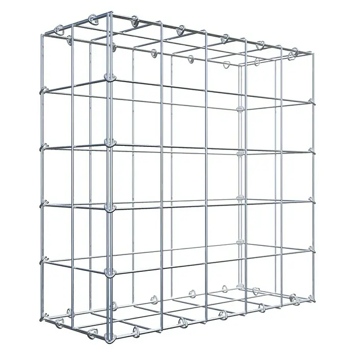 Gabiona Gabione - 50 x 20 x 50 cm, Stahl, Maschenbreite: 100 mm, Maschenhöhe: 100 mm, C-Ring - Gitterbox aus Metall, ideal für Lagerung und Transport. Robuste Konstruktion für vielseitige Anwendungen im Lager oder im Garten.