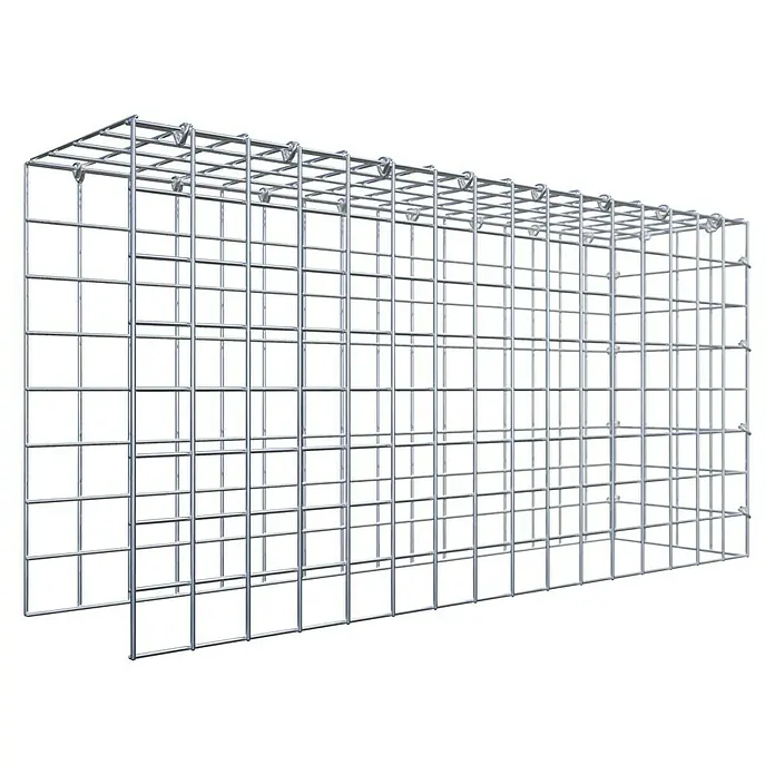 Gabiona Gabione Typ 4 - Zum Anbau in Länge & Höhe, 80 x 20 x 40 cm, Stahl, Maschenbreite: 50 mm, Maschenhöhe: 50 mm, C-Ring - Ansicht eines Gabionenkorbs aus Drahtgeflecht. Ideal zur Gestaltung von Gärten oder für den Bau von Stützmauern. Hohe Stabilität und modernes Design.
