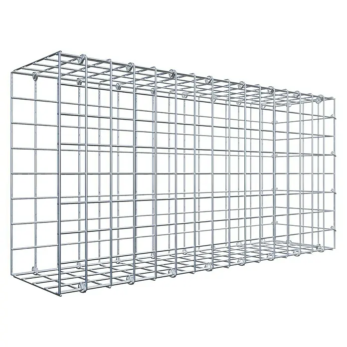 Gabiona Gabione Typ 2 - Zum Anbau in der Länge, 80 x 20 x 40 cm, Stahl, Maschenbreite: 50 mm, Maschenhöhe: 50 mm, C-Ring - Ein rechteckiger Gabionenkorb aus Drahtgeflecht, der Stabilität und Flexibilität für verschiedene Anwendungen bietet.