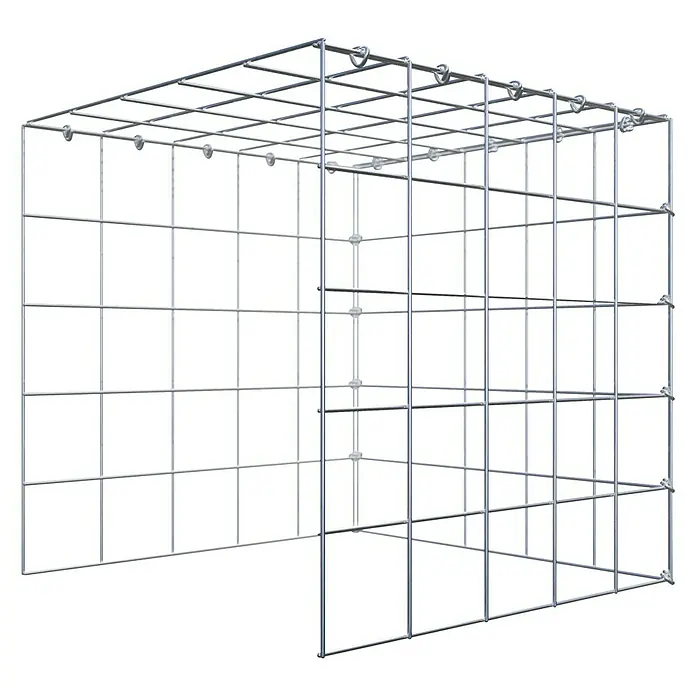 Gabiona Gabione Typ 4 - Zum Anbau in Länge & Höhe, 50 x 50 x 50 cm, Stahl, Maschenbreite: 100 mm, Maschenhöhe: 100 mm, C-Ring - Metallgitterstruktur: Ein robustes und vielseitiges Drahtgitter, ideal für industrielle oder dekorative Anwendungen.