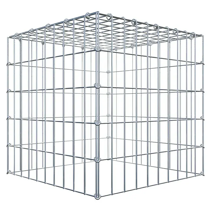 Gabiona Gabione Typ 3 - Zum Anbau in der Höhe, 50 x 50 x 50 cm, Stahl, Maschenbreite: 50 mm, Maschenhöhe: 100 mm, C-Ring - Metallkorb für den Gartenbau. Ein stabiler und vielseitiger Korb für Pflanzen, Dekorationen oder Steine im Freien, quadratisch geformt.