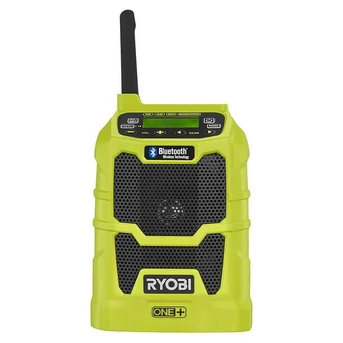 Ryobi ONE+ Radio Bluetooth de batería R18R-0 - Frecuencia: 87,5 - 108,0 kHz (FM) - La radio Ryobi ONE+ con Bluetooth ofrece música flexible en la obra o en el jardín. Robusta y versátil.