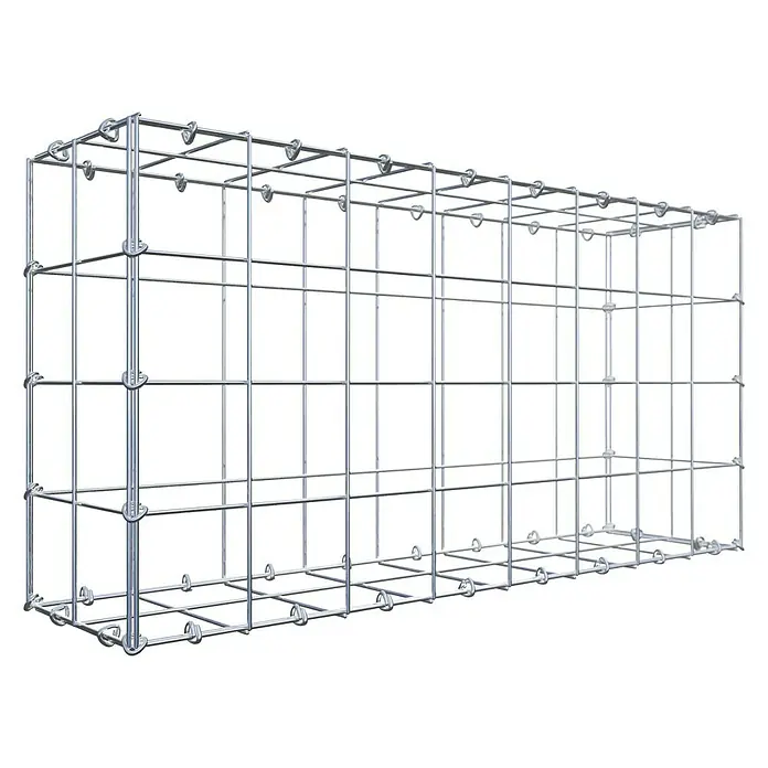 Gabiona Gabione - 80 x 20 x 40 cm, Stahl, Maschenbreite: 100 mm, Maschenhöhe: 100 mm, C-Ring - Ein Gabionenkorb aus verzinktem Stahlgitter. Ideal für Garten- und Landschaftsbau, bietet er robusten Halt und natürliche Optik.