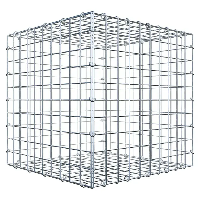 Gabiona Gabione - 50 x 50 x 50 cm, Stahl, Maschenbreite: 50 mm, Maschenhöhe: 50 mm, C-Ring - Ein leeres Gabionengitter, perfekt für individuelle Gestaltung im Garten- und Landschaftsbau. Die robuste Struktur bietet vielfältige Einsatzmöglichkeiten.