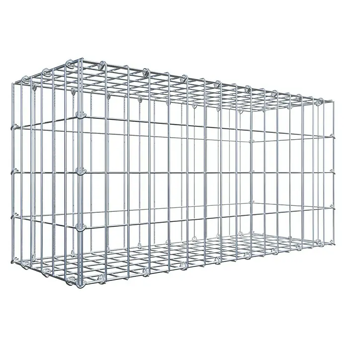 Gabiona Gabione - 80 x 30 x 40 cm, Stahl, Maschenbreite: 50 mm, Maschenhöhe: 100 mm, C-Ring - Rechteckiger Gabionenkorb aus verzinktem Draht. Er ist leer und bereit, mit Steinen oder anderen Materialien gefüllt zu werden.