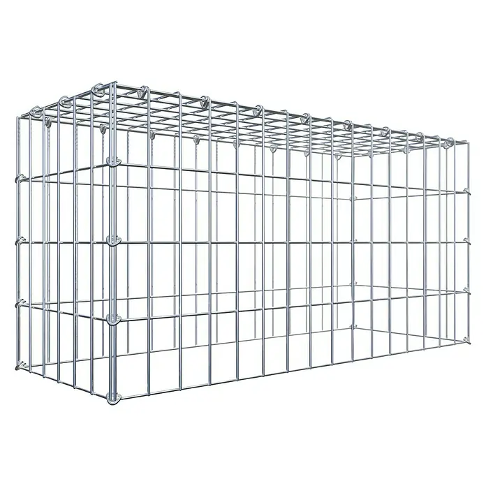 Gabiona Gabione Typ 3 - Zum Anbau in der Höhe, 80 x 30 x 40 cm, Stahl, Maschenbreite: 50 mm, Maschenhöhe: 100 mm, C-Ring - Rechteckiger Gabionenkorb aus verzinktem Stahldraht, ideal für Landschaftsbau und Hangbefestigung. Stabil, langlebig und vielseitig einsetzbar.