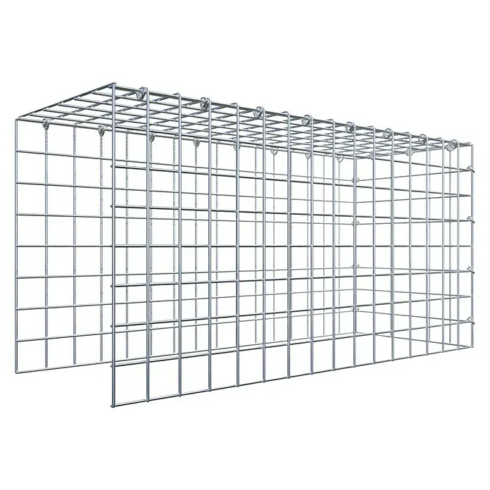 Gabiona Gabione Typ 4 - Zum Anbau in Länge & Höhe, 80 x 30 x 40 cm, Stahl, Maschenbreite: 50 mm, Maschenhöhe: 50 mm, C-Ring - Ein rechteckiger Gabionen-Bausatz, ideal für den Gartenbau oder zur Landschaftsgestaltung. Robuste Konstruktion mit verzinktem Stahlrahmen.