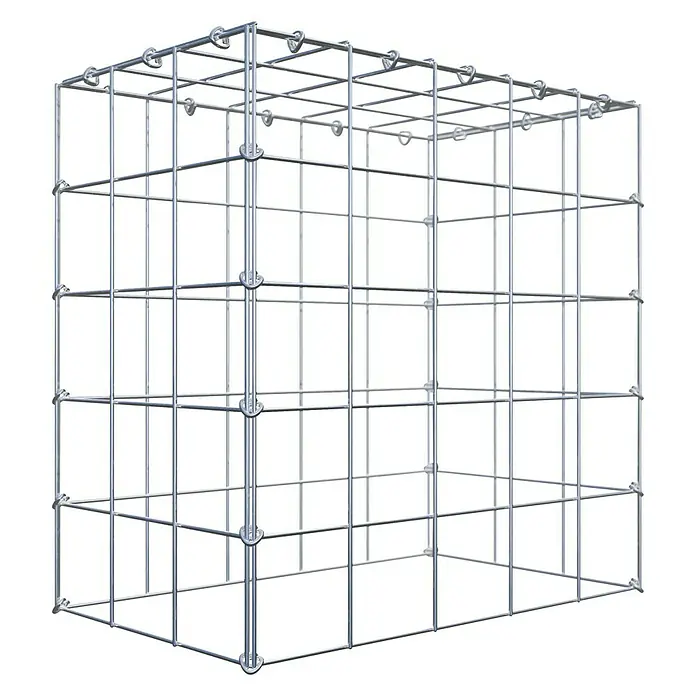 Gabiona Gabione Typ 3 - Zum Anbau in der Höhe, 50 x 30 x 50 cm, Stahl, Maschenbreite: 100 mm, Maschenhöhe: 100 mm, C-Ring - Drahtgitterbox aus glänzendem Metall, ideal für den Außenbereich oder zur dekorativen Aufbewahrung. Robust und vielseitig einsetzbar.