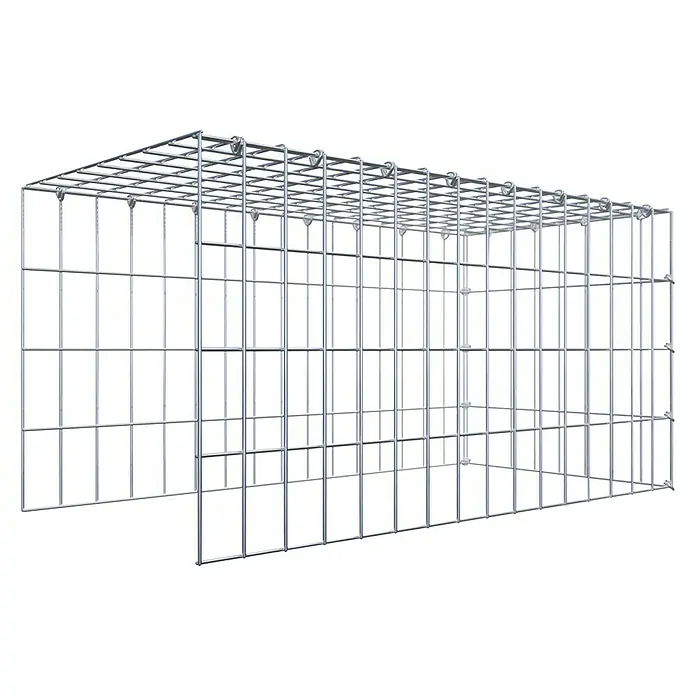 Gabiona Gabione Typ 4 - Zum Anbau in Länge & Höhe, 80 x 40 x 40 cm, Stahl, Maschenbreite: 50 mm, Maschenhöhe: 100 mm, C-Ring - Metallkäfigstruktur für verschiedene Anwendungen. Stabile Konstruktion mit quadratischen Maschen für sicheren Halt.