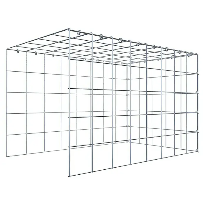 Gabiona Gabione Typ 4 - Zum Anbau in Länge & Höhe, 80 x 50 x 50 cm, Stahl, Maschenbreite: 100 mm, Maschenhöhe: 100 mm, C-Ring - Ein rechteckiger Gabionenkorb aus Drahtgitter. Ideal für Gartenmauern und Landschaftsbau, robust und langlebig.