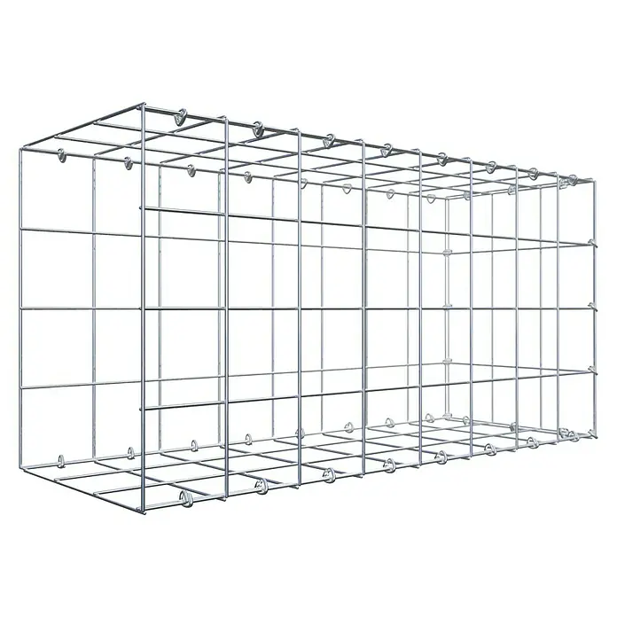 Gabiona Gabione Typ 2 - Zum Anbau in der Länge, 80 x 30 x 40 cm, Stahl, Maschenbreite: 100 mm, Maschenhöhe: 100 mm, C-Ring - Eine Drahtgitterbox für vielfältige Einsatzmöglichkeiten. Robust und stabil, ideal für Lagerung und Transport.