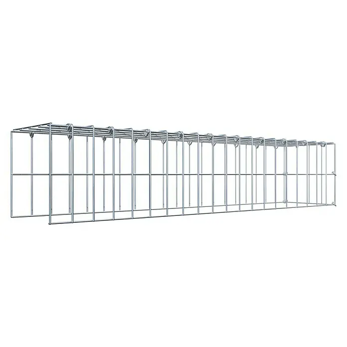 Gabiona Gabione Typ 4 - Zum Anbau in Länge & Höhe, 100 x 20 x 20 cm, Stahl, Maschenbreite: 50 mm, Maschenhöhe: 100 mm, C-Ring - Ein Drahtkanal für die Kabelführung. Der Kabelkanal ist silbern und rechteckig und besteht aus einem Drahtgeflecht.
