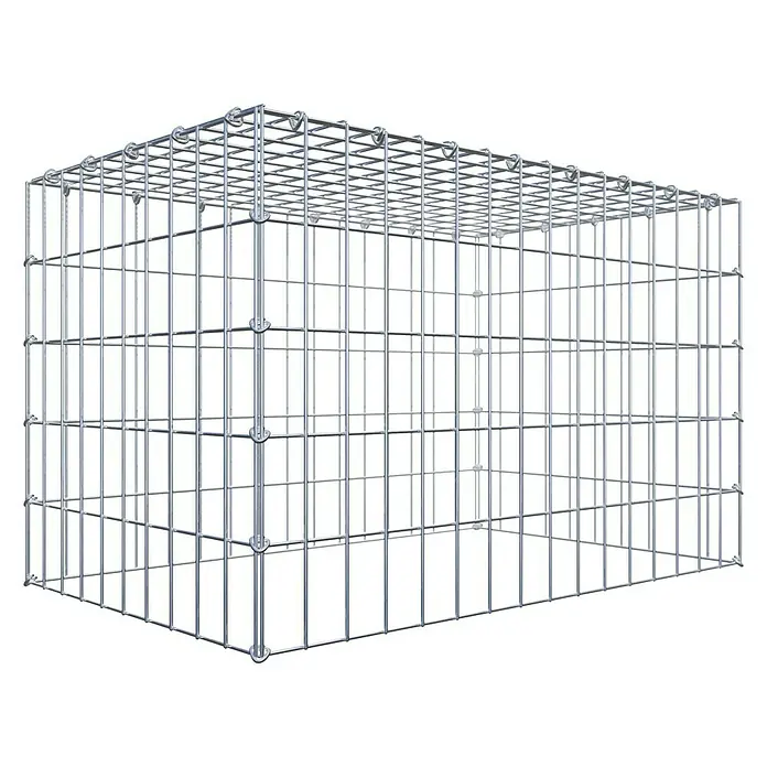 Gabiona Gabione Typ 3 - Zum Anbau in der Höhe, 80 x 50 x 50 cm, Stahl, Maschenbreite: 50 mm, Maschenhöhe: 100 mm, C-Ring - Drahtgitterbox für Steine oder andere Materialien, robust und vielseitig einsetzbar zur Gartengestaltung.
