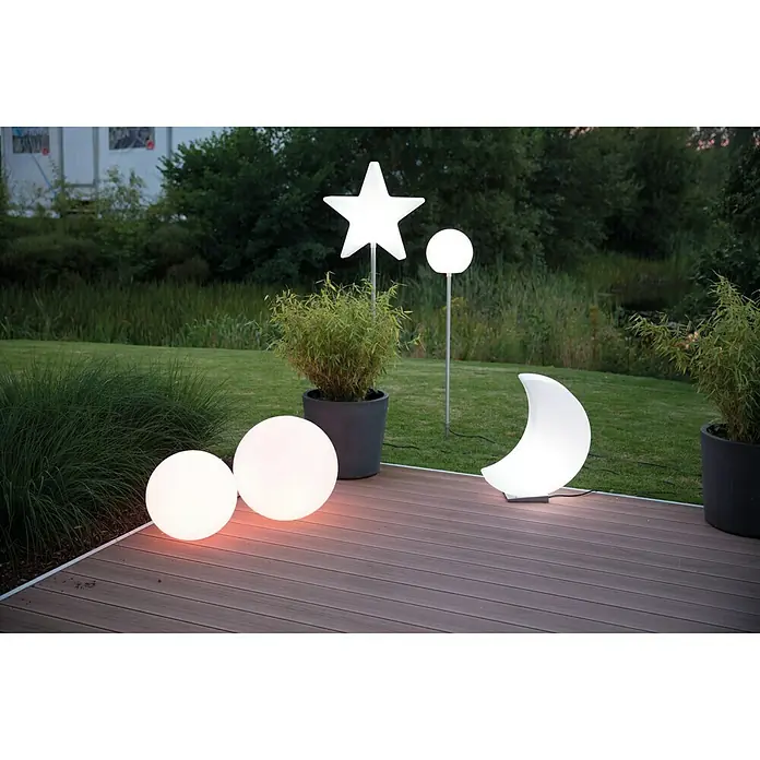 8 Seasons Design Shining LED-Solar-Dekoleuchte Moon - Weiß, L x B x H: 15 x 40 x 60 cm - Stimmungsvolle Gartenbeleuchtung mit Mond-, Stern- und Kugel Lampen. Die Lampen sorgen für eine angenehme Atmosphäre im Garten oder auf der Terrasse.