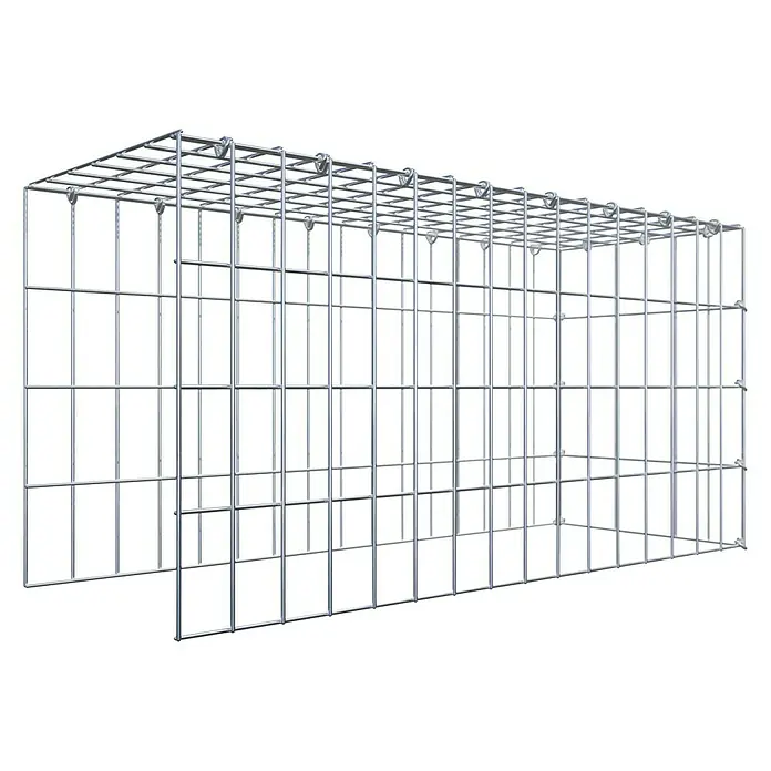 Gabiona Gabione Typ 4 - Zum Anbau in Länge & Höhe, 80 x 30 x 40 cm, Stahl, Maschenbreite: 50 mm, Maschenhöhe: 100 mm, C-Ring - Draufsicht auf einen Gabionenkorb aus verzinktem Stahldraht. Der Gabionenkorb ist ein rechteckiges Drahtgitter, das mit Steinen gefüllt werden kann.