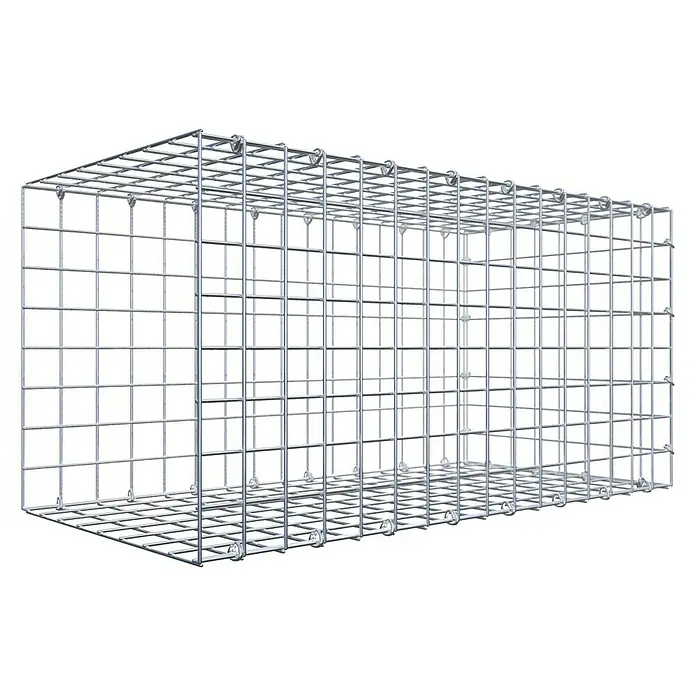 Gabiona Gabione Typ 2 - Zum Anbau in der Länge, 80 x 40 x 40 cm, Stahl, Maschenbreite: 50 mm, Maschenhöhe: 50 mm, C-Ring - Ein Gabionenkorb aus verzinktem Drahtgeflecht. Das Drahtgeflecht ist quadratisch angeordnet und formt eine rechteckige Box.