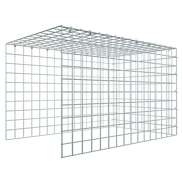 Gabiona Gabione Typ 4 - Zum Anbau in Länge & Höhe, 80 x 50 x 50 cm, Stahl, Maschenbreite: 50 mm, Maschenhöhe: 50 mm, C-Ring - Ein rechteckiger Gabionenkorb aus verzinktem Drahtgeflecht. Das Produkt ist ideal für den Garten- und Landschaftsbau.
