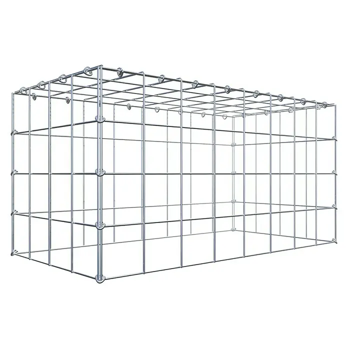 Gabiona Gabione Typ 3 - Zum Anbau in der Höhe, 80 x 40 x 40 cm, Maschenbreite: 100 mm, Maschenhöhe: 100 mm, C-Ring - Drahtgitterbox mit einem Rahmen aus verchromtem Metall. Das Metall ist robust und rostfrei für Steine oder andere Materialien.