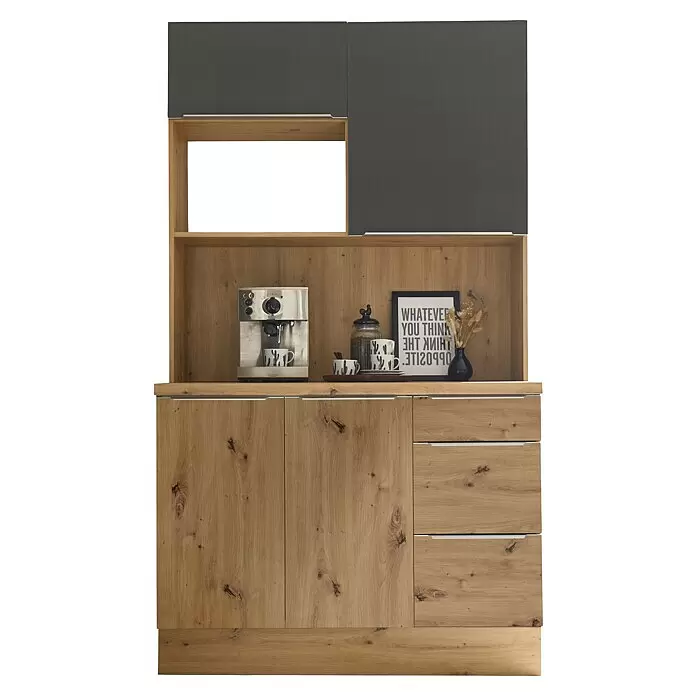 BAUHAUS Buffetschrank SandraBreite: 120 cm, Grau matt, Dekor Korpus: Artisan Eiche