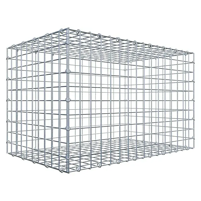Gabiona Gabione - 80 x 50 x 50 cm, Stahl, Maschenbreite: 50 mm, Maschenhöhe: 50 mm, C-Ring - Ansicht eines Gabionen-Drahtkorbs, der Stabilität und modernes Design für Außenbereiche bietet.