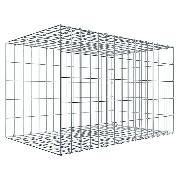 Gabiona Gabione Typ 2 - Zum Anbau in der Länge, 80 x 50 x 50 cm, Stahl, Maschenbreite: 50 mm, Maschenhöhe: 100 mm, C-Ring - Gabione aus verzinktem Stahlgitter, rechteckige Form für vielseitige Gestaltungsmöglichkeiten im Garten- und Landschaftsbau.