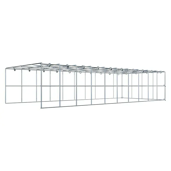 Gabiona Gabione Typ 4 - Zum Anbau in Länge & Höhe, 100 x 40 x 20 cm, Stahl, Maschenbreite: 100 mm, Maschenhöhe: 100 mm, C-Ring - Draufsicht auf eine Drahtgitterrinne zur Kabelinstallation, die eine stabile und flexible Kabelführung in Industrieumgebungen ermöglicht.