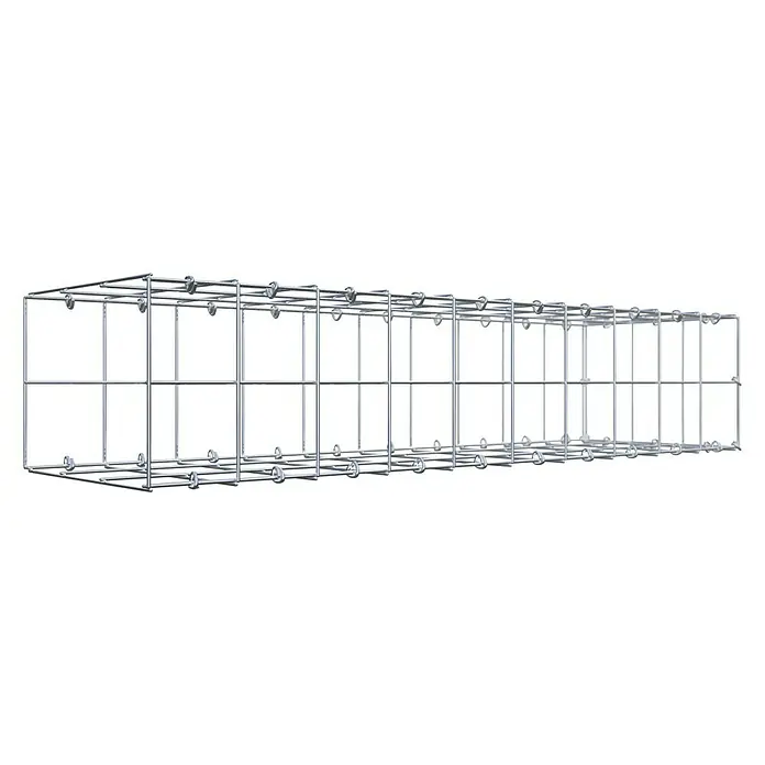 Gabiona Gabione Typ 2 - Zum Anbau in der Länge, 100 x 30 x 20 cm, Stahl, Maschenbreite: 100 mm, Maschenhöhe: 100 mm, C-Ring - Draufsicht auf eine Kabelrinne aus Metalldraht, die für eine saubere Kabelführung in Industrieumgebungen sorgt.